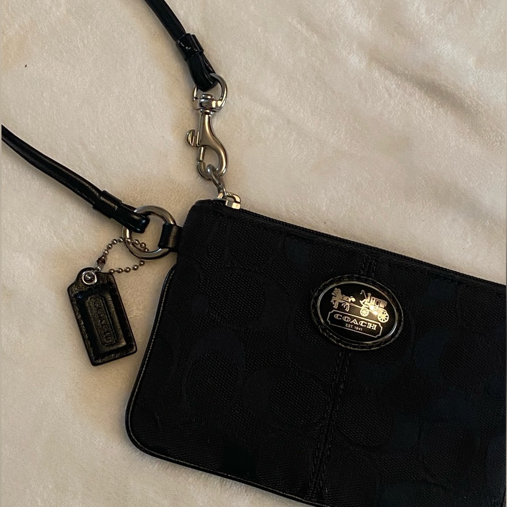 Coach Women’s Small Wristlet Monogram Pattern - Black
